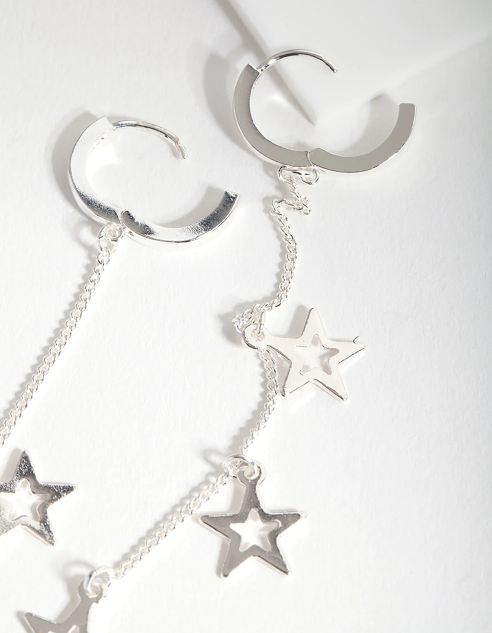 Silver Star Chain Earrings - Image 3