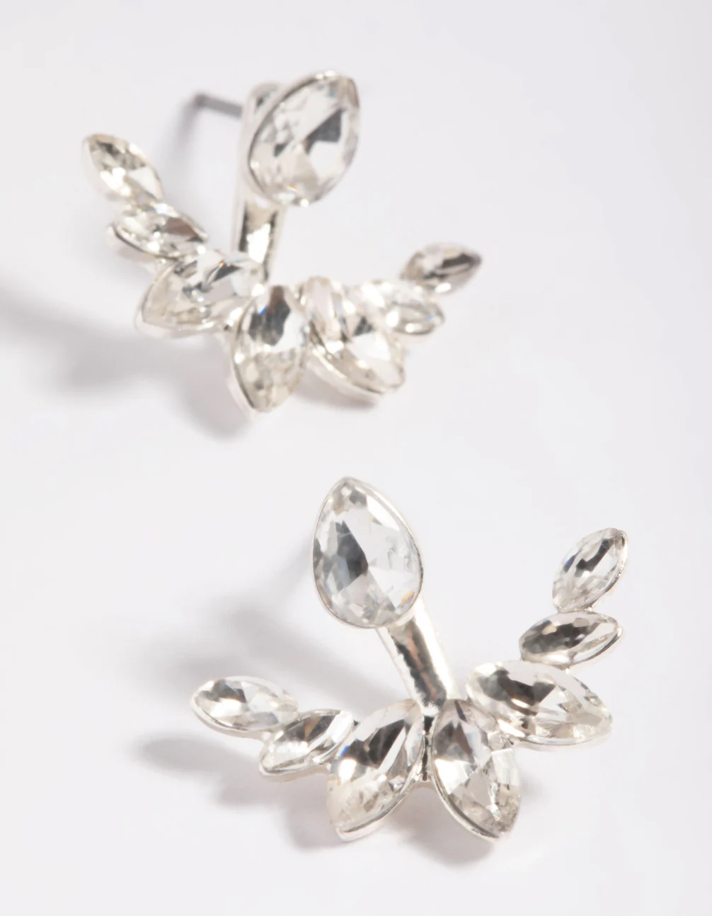 Silver Teardrop Statement Jacket Earrings - Image 3