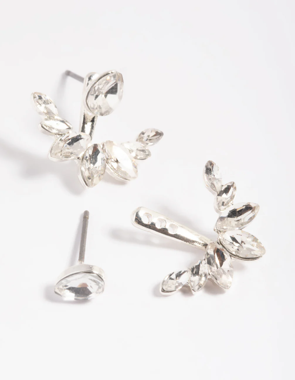 Silver Teardrop Statement Jacket Earrings - Image 4