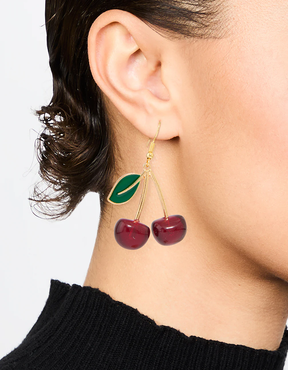 Cherry Leaf Acrylic Drop Earrings - Image 2