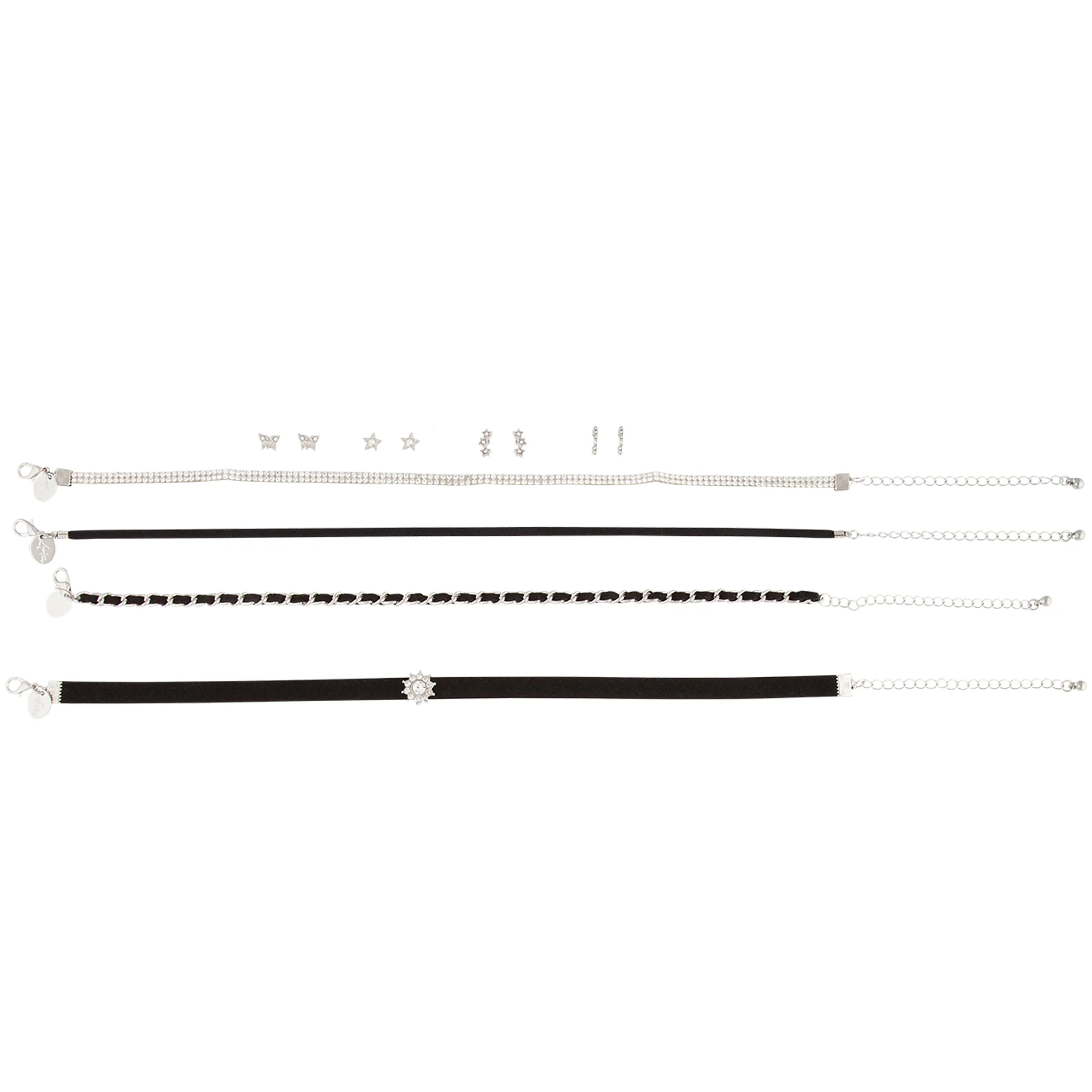Black Silver Choker & Earrings Set - Image 2