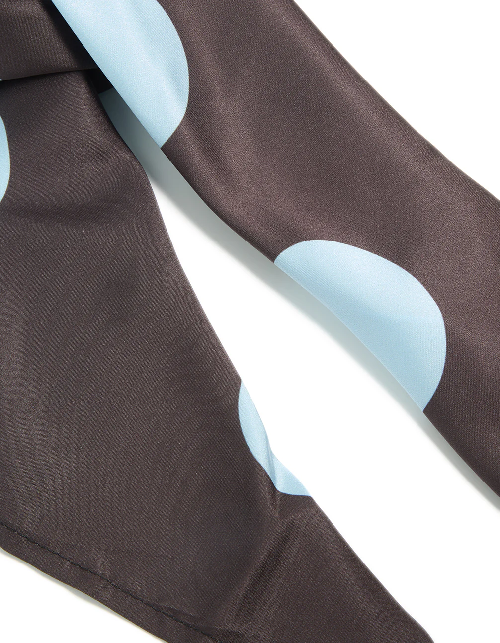 Chocolate Brown Large Pale Blue Polka Dot Fabric Scarf - Image 3