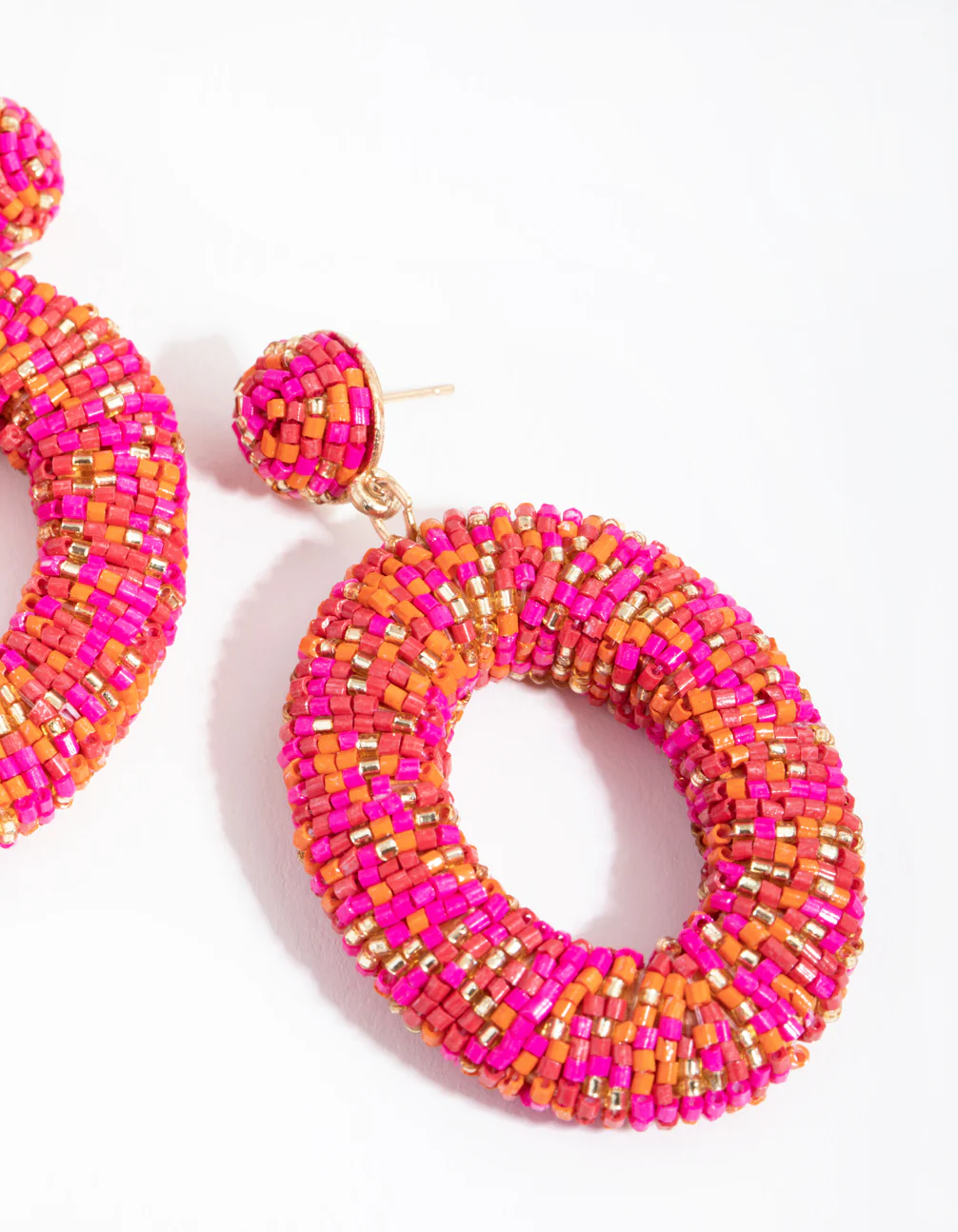 Beaded Chunky Doughnut Drop Earrings - Image 2