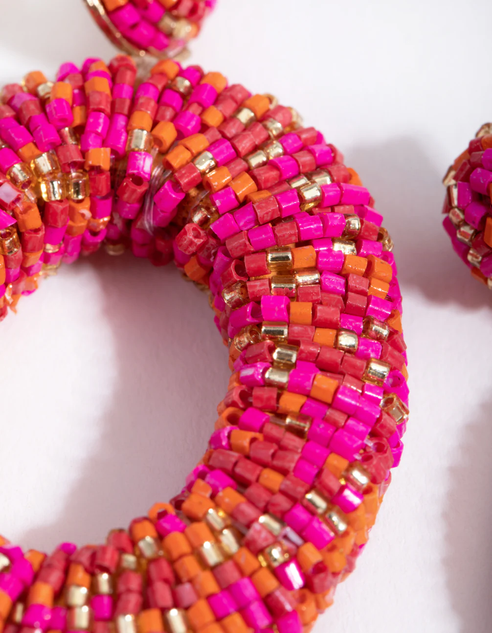 Beaded Chunky Doughnut Drop Earrings - Image 3