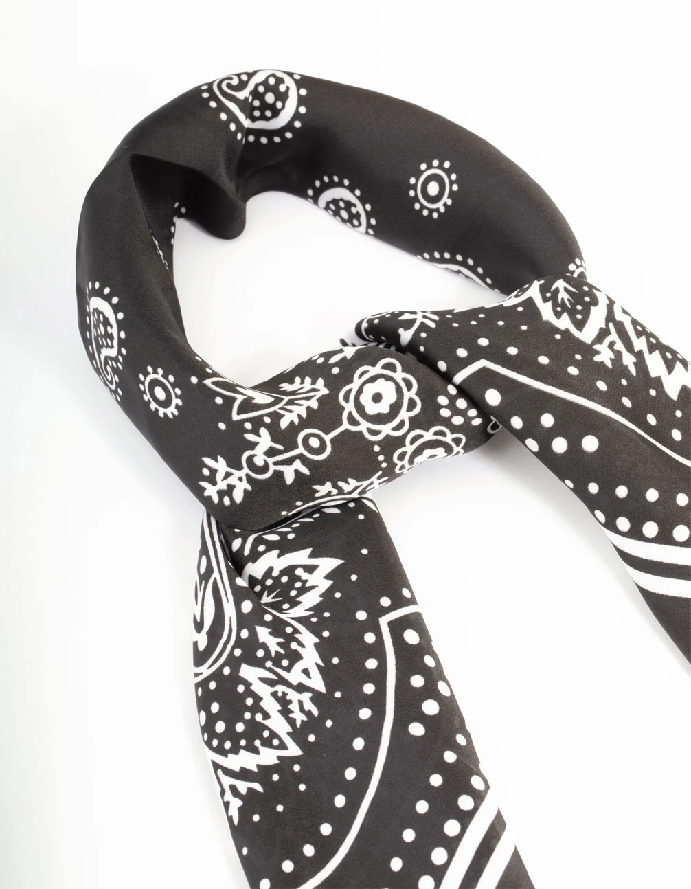 Classic Black  Fabric Paisley Scarf - Image 2