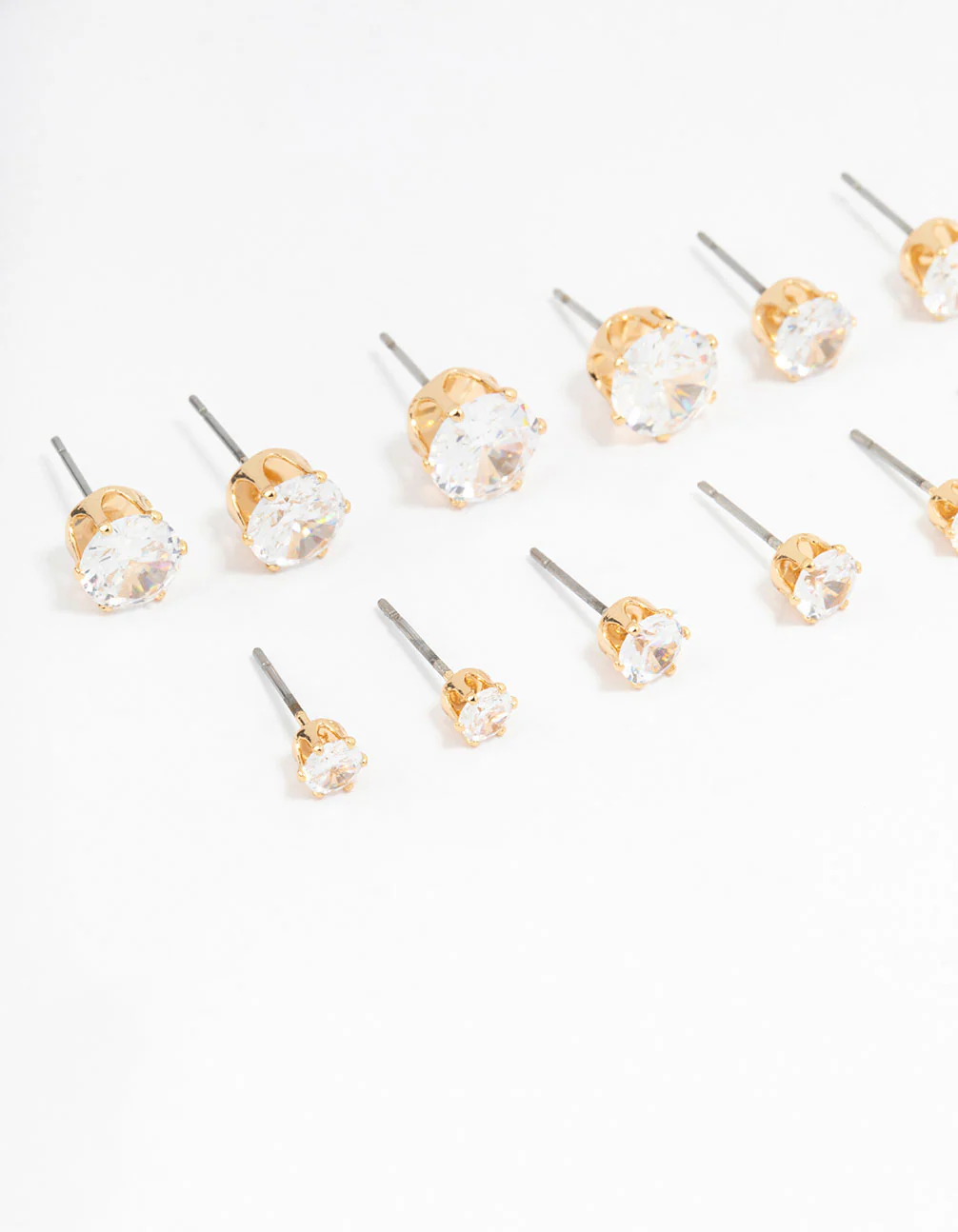 Classic Gold Round Cubic Zirconia Earrings 6-Pack - Image 2