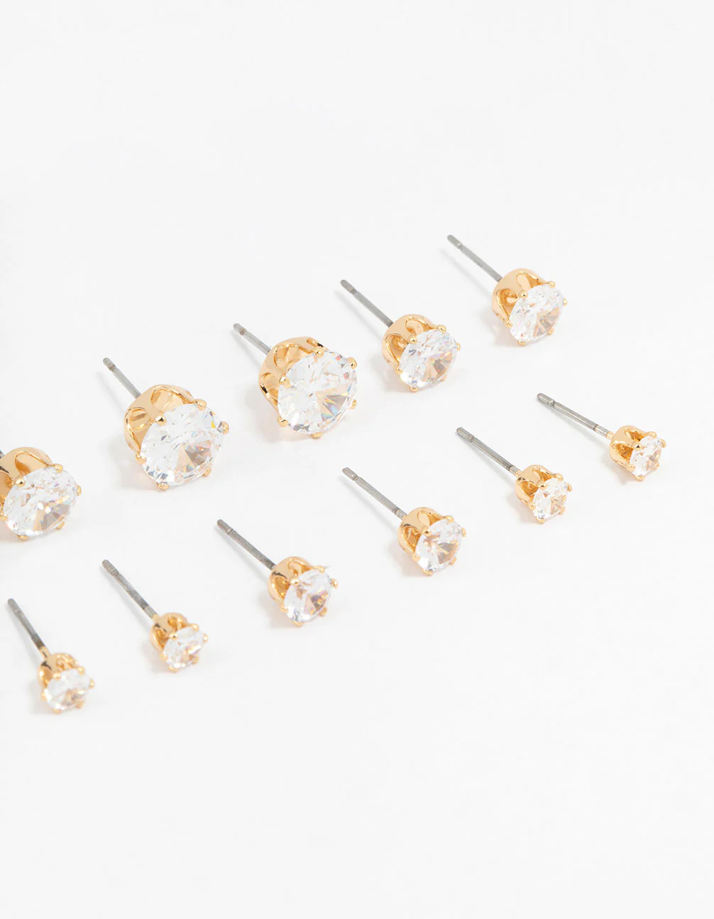 Classic Gold Round Cubic Zirconia Earrings 6-Pack - Image 3