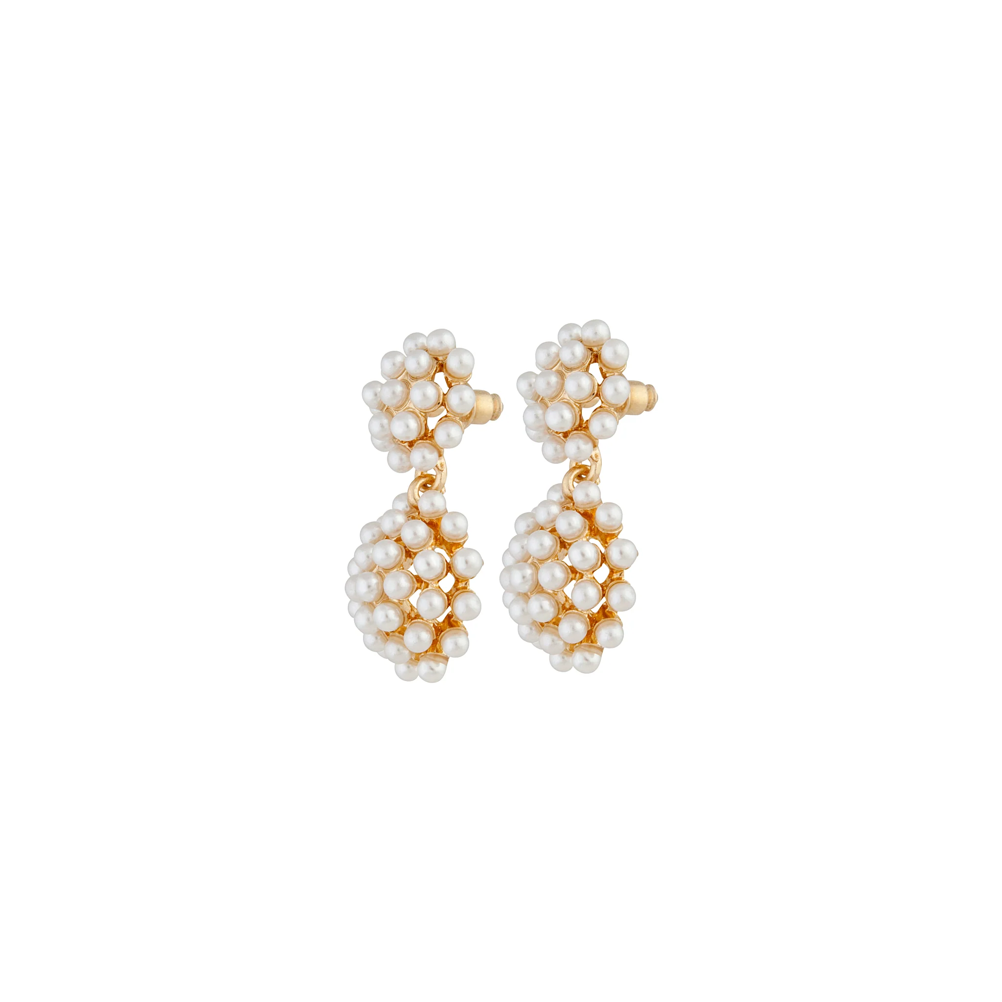 Gold Pearl Multi Ball Earrings - Image 2