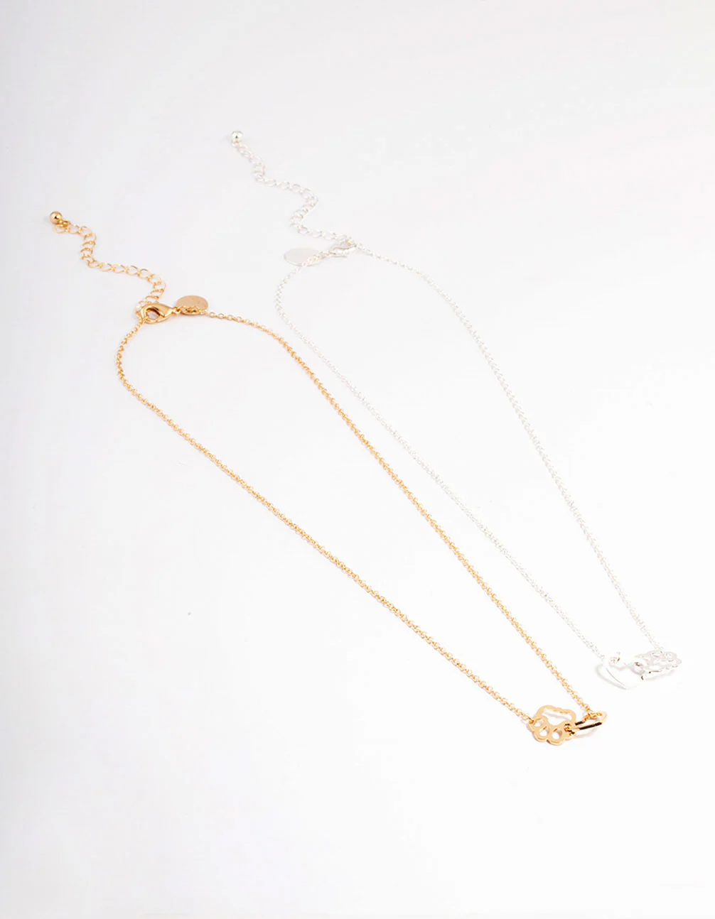 Mixed Metal Heart & Paw Link Necklace - Image 2