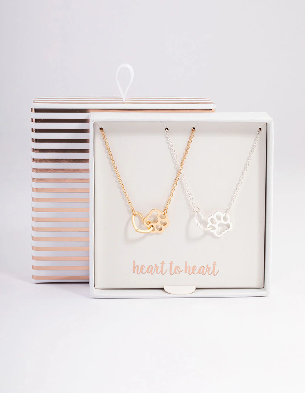 Mixed Metal Heart & Paw Link Necklace - Image 3