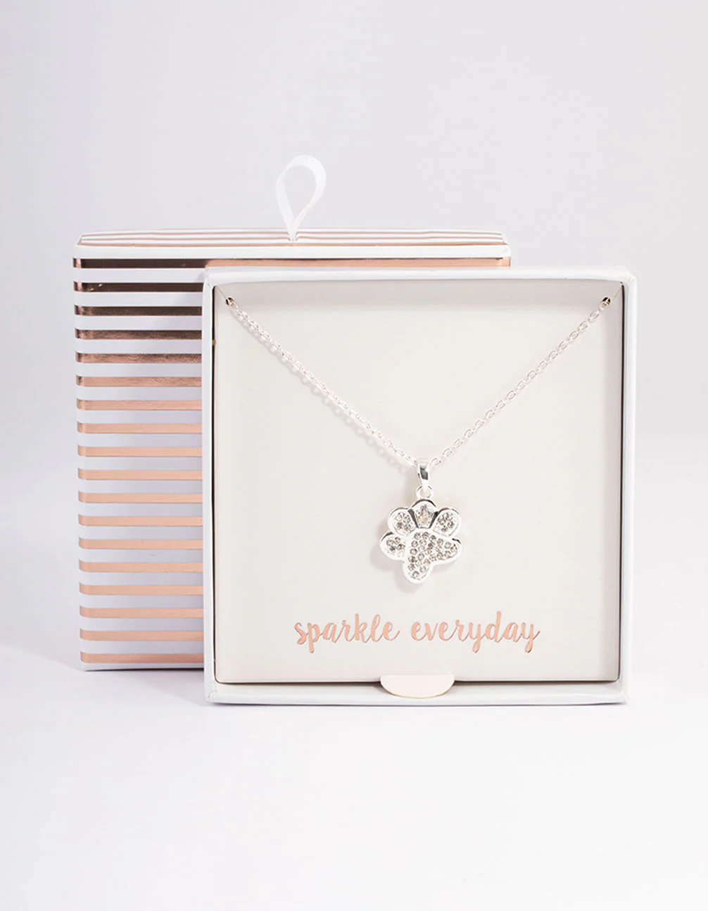 Silver Pave Diamante Paw Print Necklace - Image 3