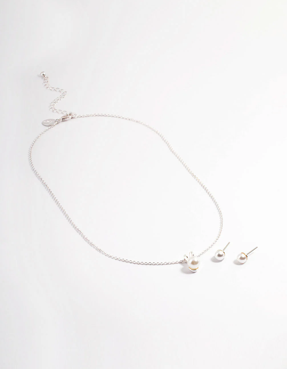 Silver Pearl Bunny Necklace & Stud Earrings - Image 2