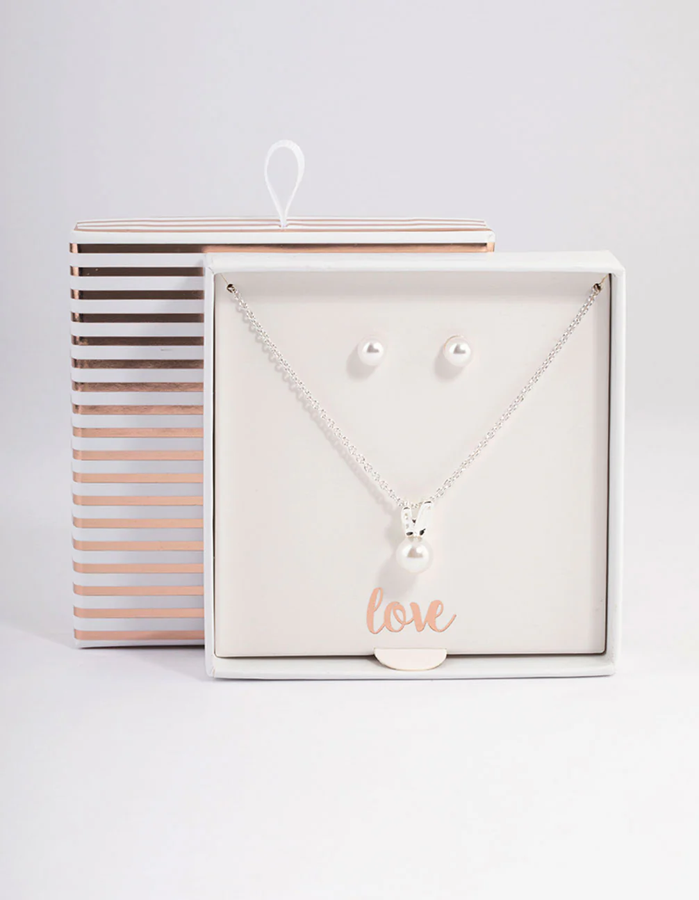Silver Pearl Bunny Necklace & Stud Earrings - Image 3