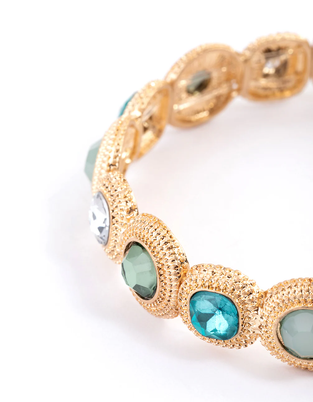 Gold Mixed Stone Etched Bracelet - Image 3