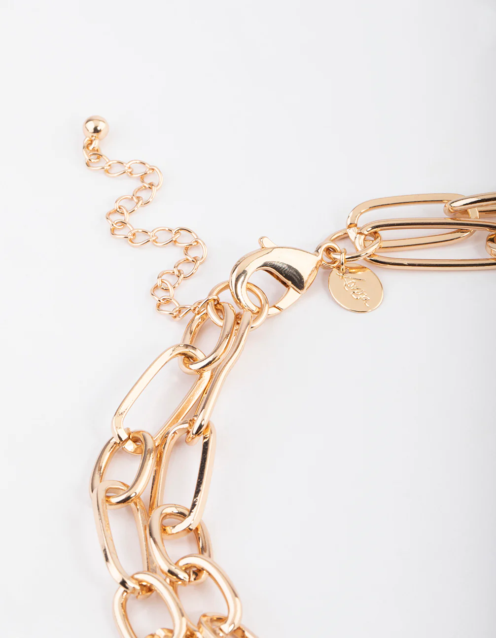 Gold Double Row Chunky Chain Pearl Necklace - Image 3