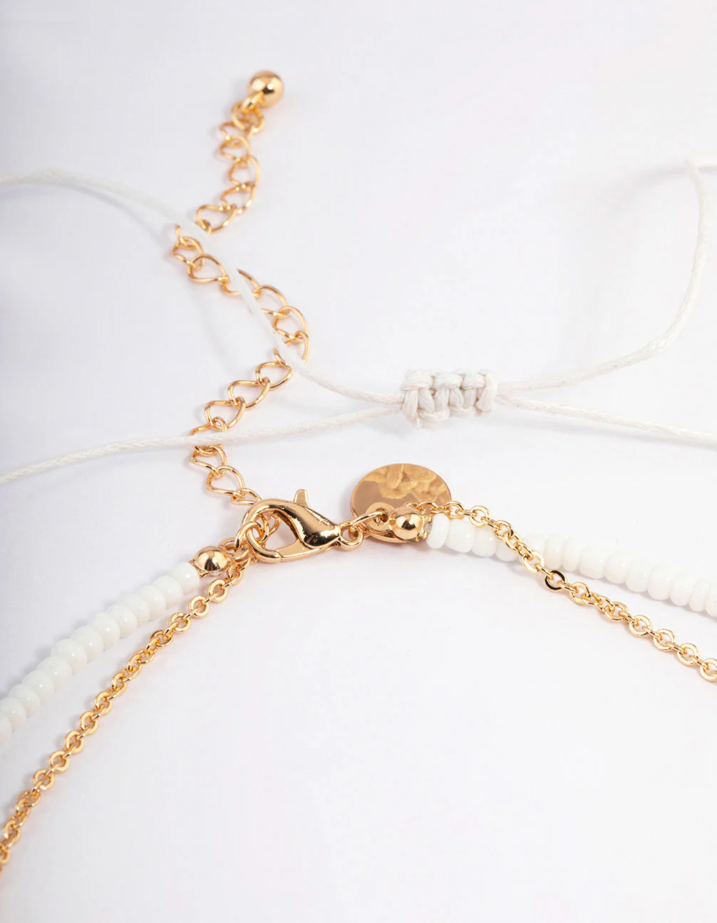 Gold Three Row Bead Shell Necklace - Image 3