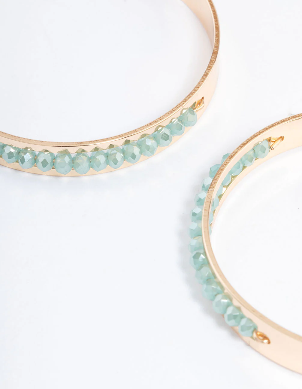 Gold Bead Centre Stripe Hoop Earrings - Image 3