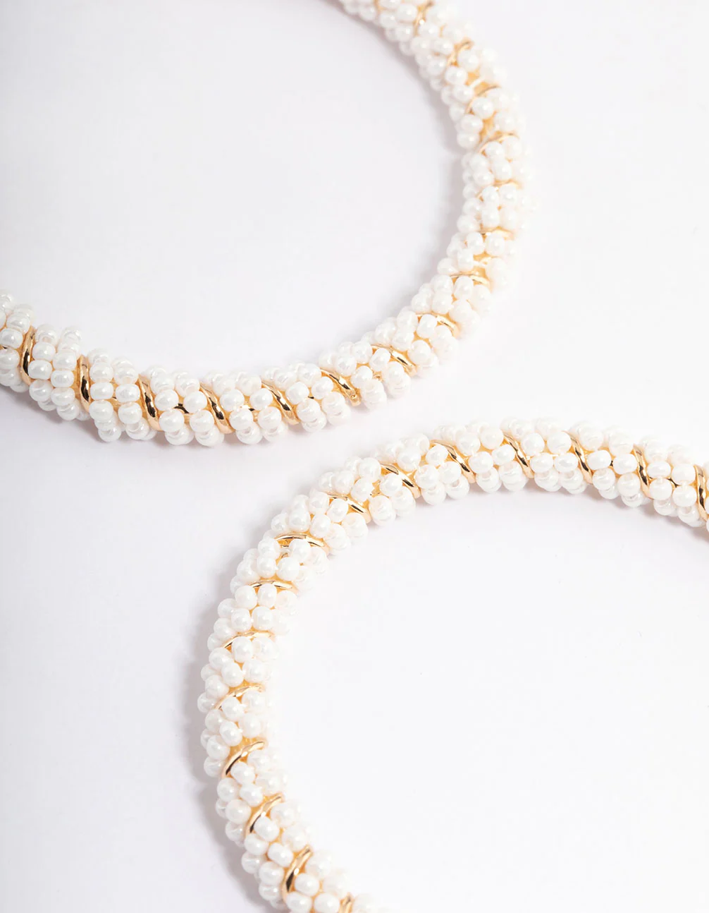 Gold Big Pearly Twist Hoop Earrings - Image 3
