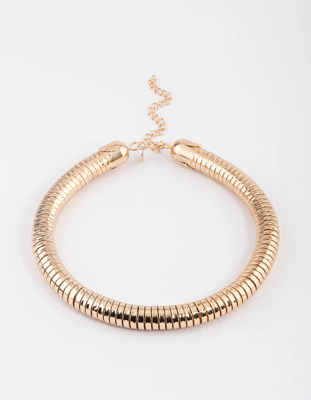Gold Chunky Hammered Tube Necklace - Image 2