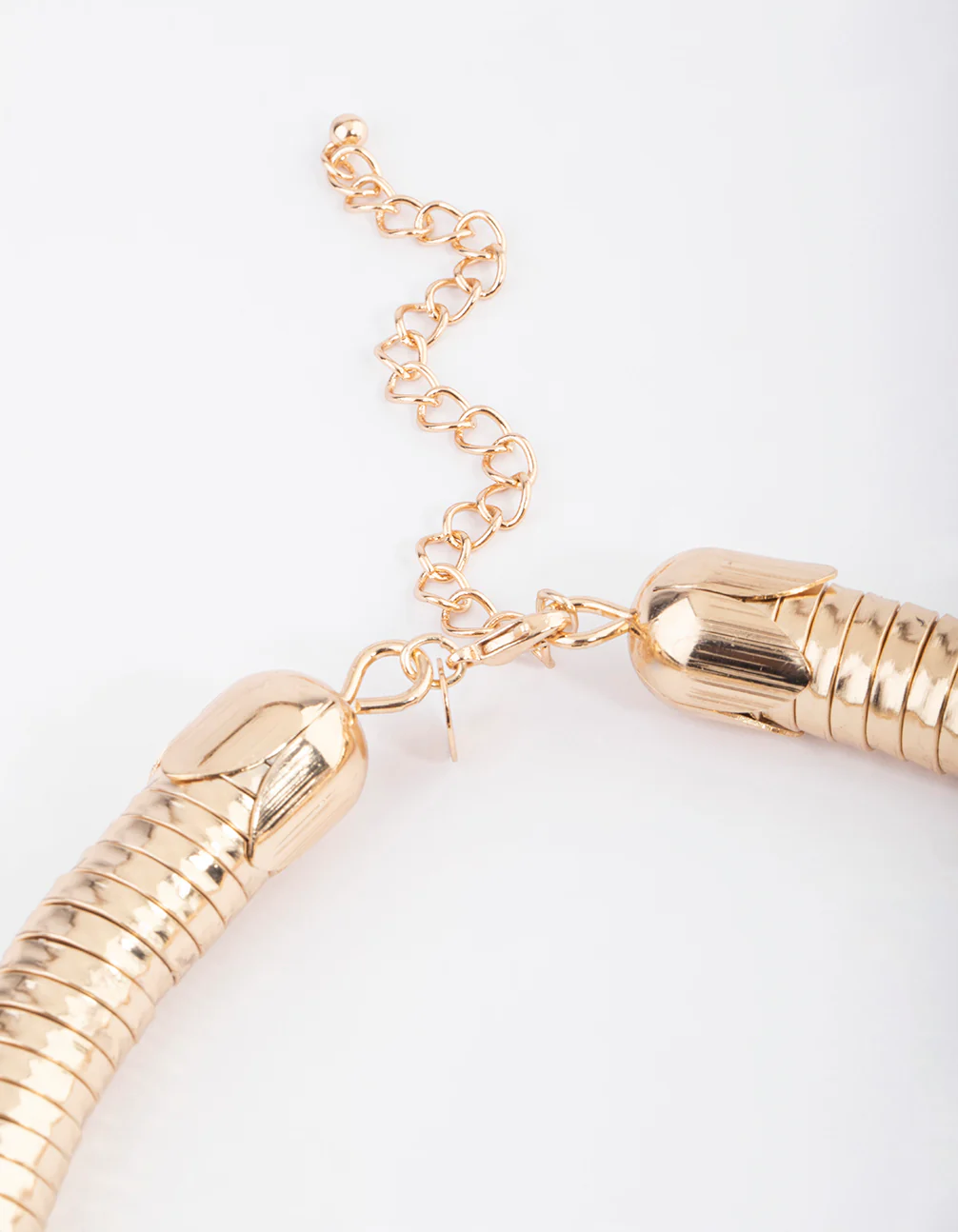 Gold Chunky Hammered Tube Necklace - Image 3