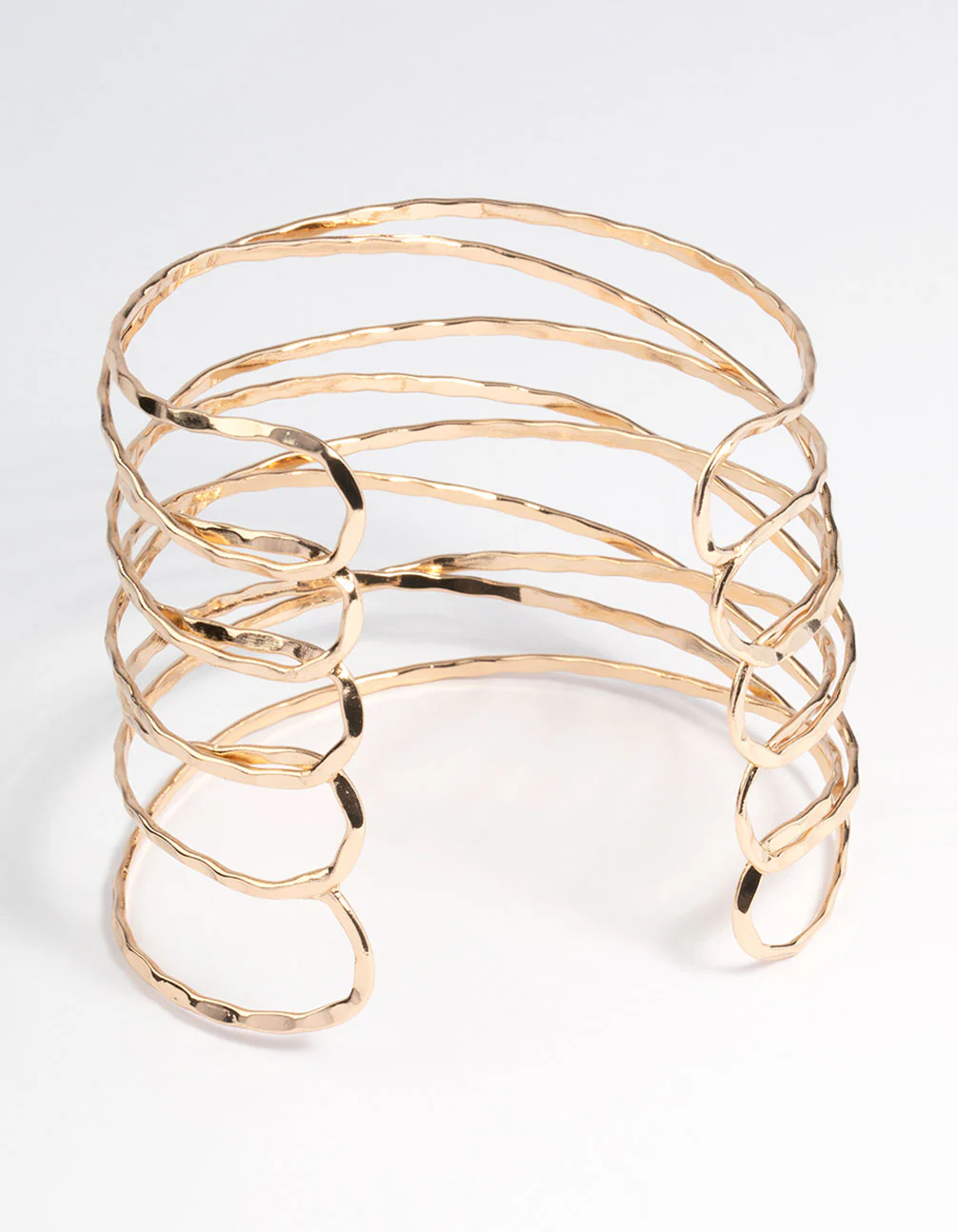 Gold Criss Cross Hammered Arm Cuff - Image 3