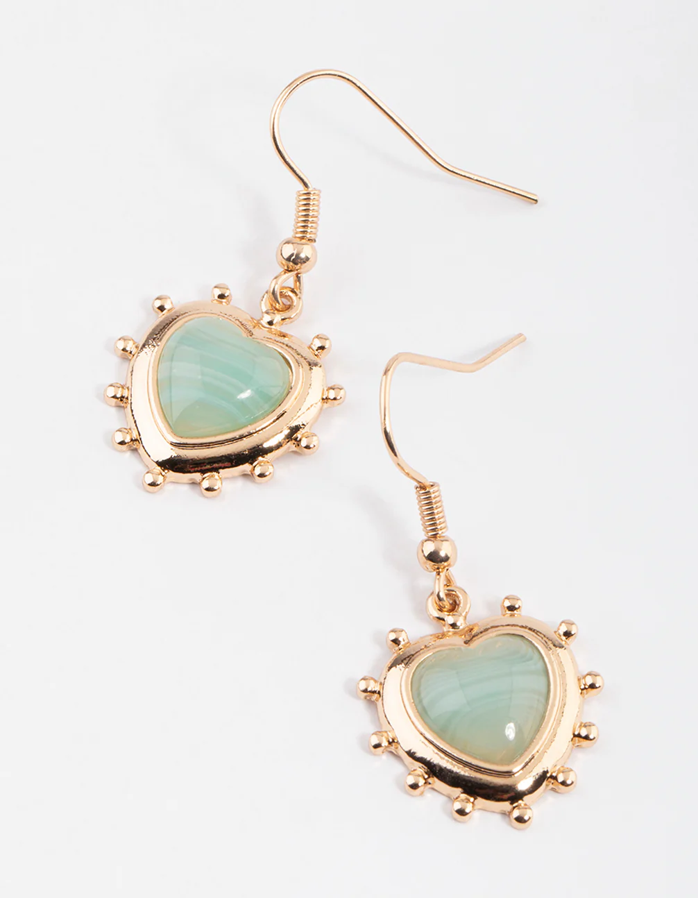 Gold Grunge Heart Stone Drop earrings - Image 2