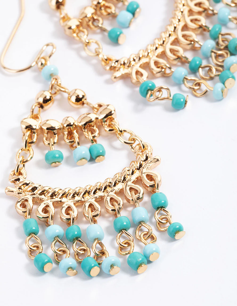 Gold Layered Bead Drop Earrings - Image 2
