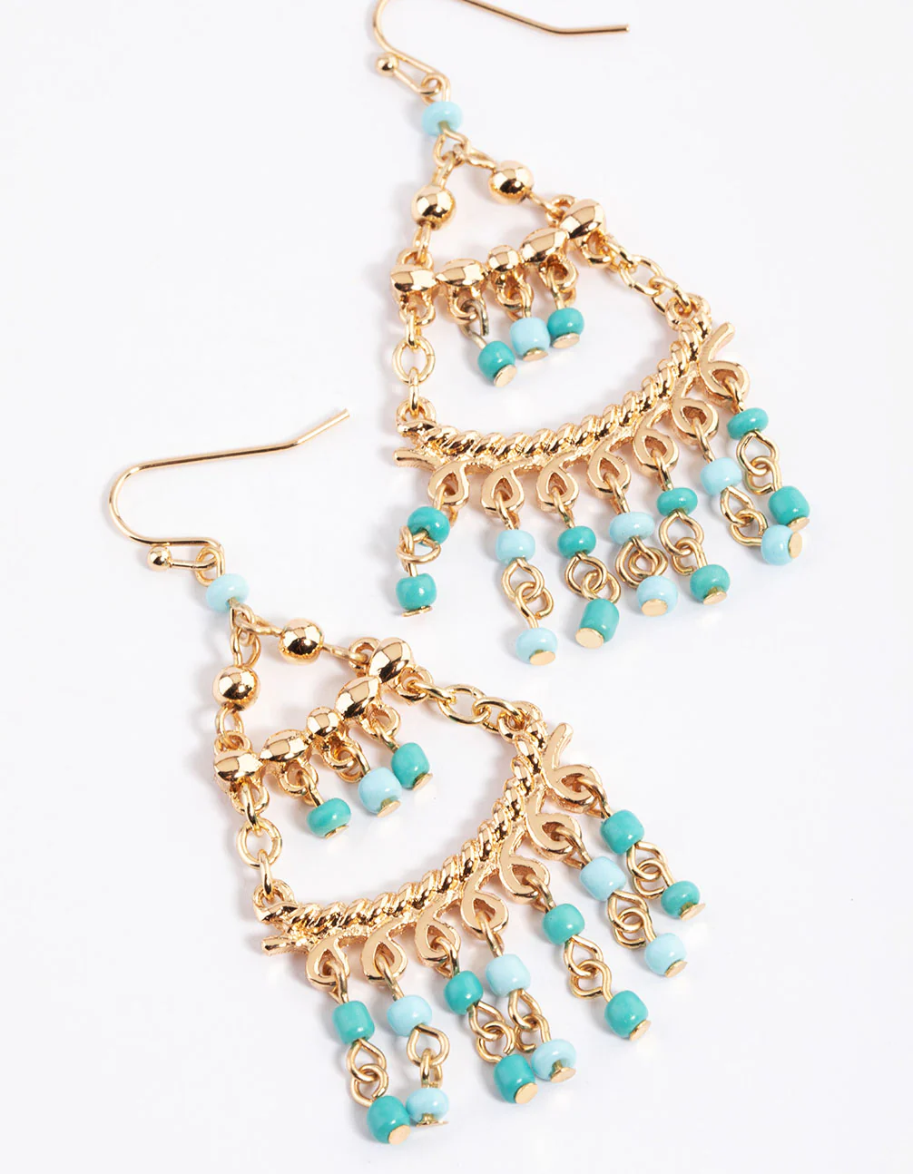 Gold Layered Bead Drop Earrings - Image 3