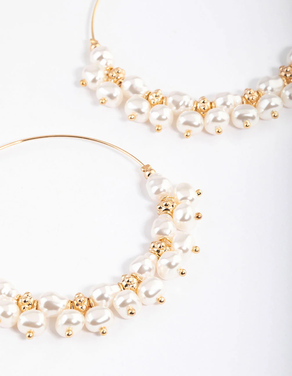 Gold Mega Pearly Mixed Hoop Earrings - Image 2