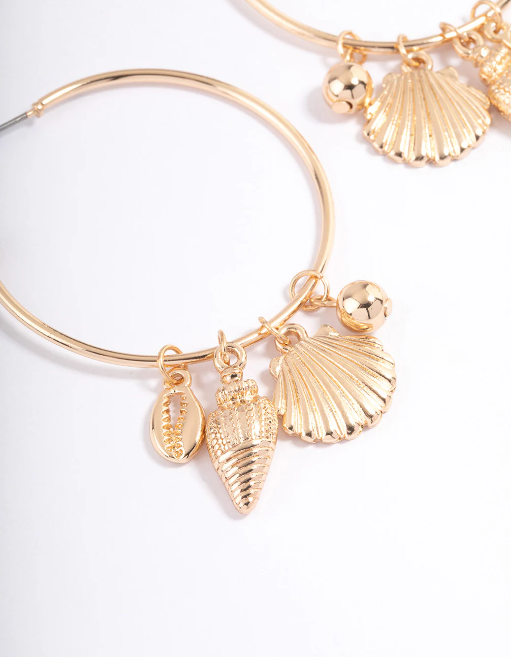 Gold Multi Charm Hoop Earrings - Image 2