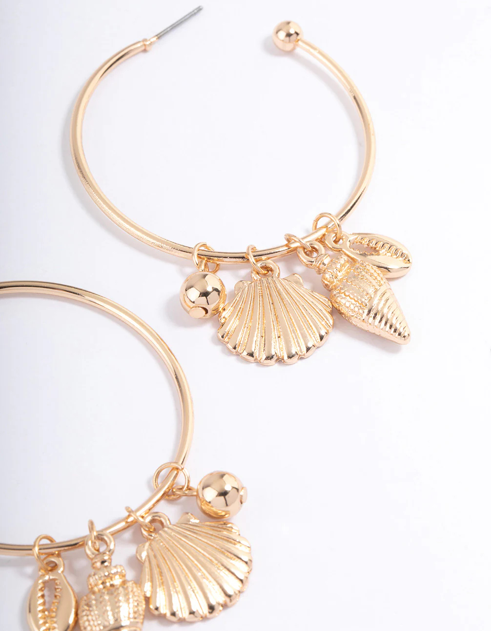Gold Multi Charm Hoop Earrings - Image 3
