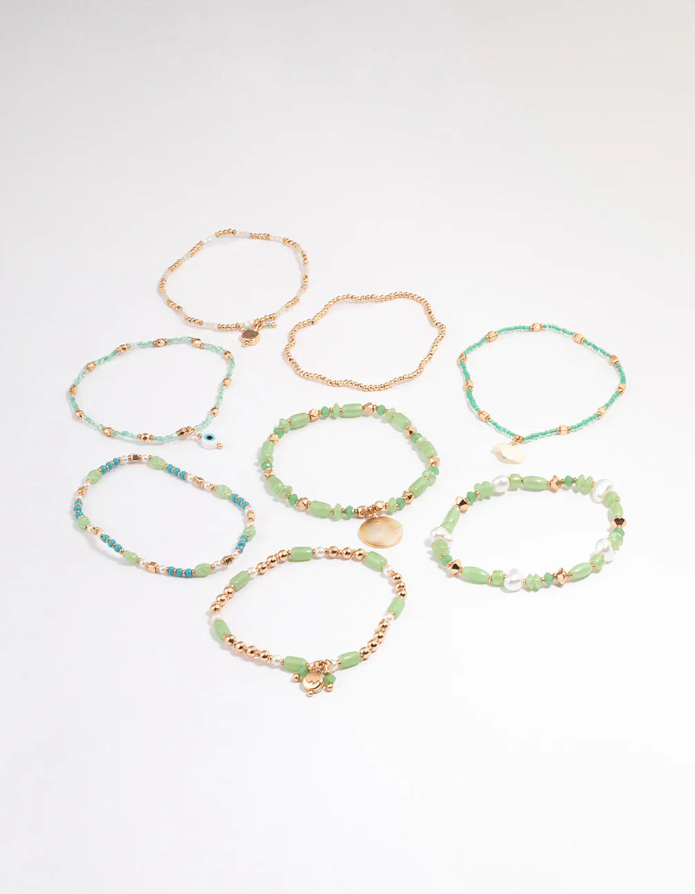 Gold Mixed Bead Irregular Pearl Bracelet Pack