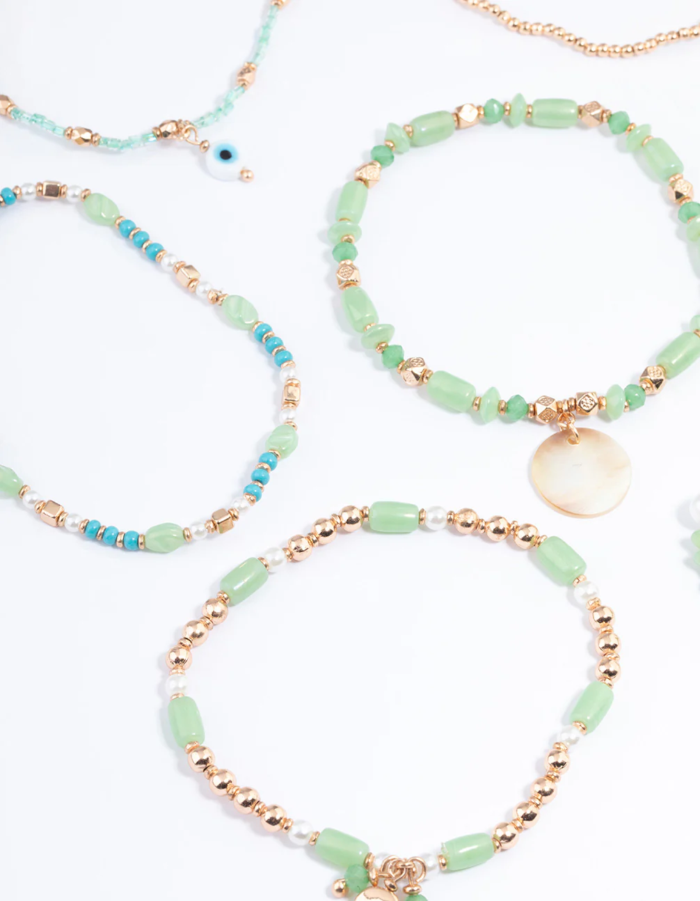 Gold Mixed Bead Irregular Pearl Bracelet Pack - Image 2