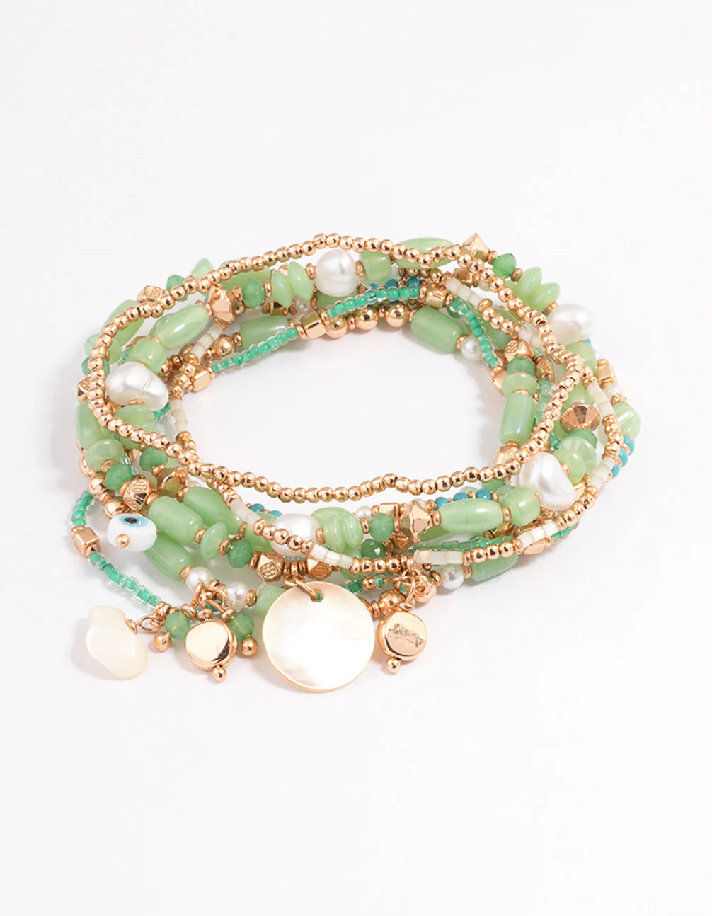 Gold Mixed Bead Irregular Pearl Bracelet Pack - Image 3