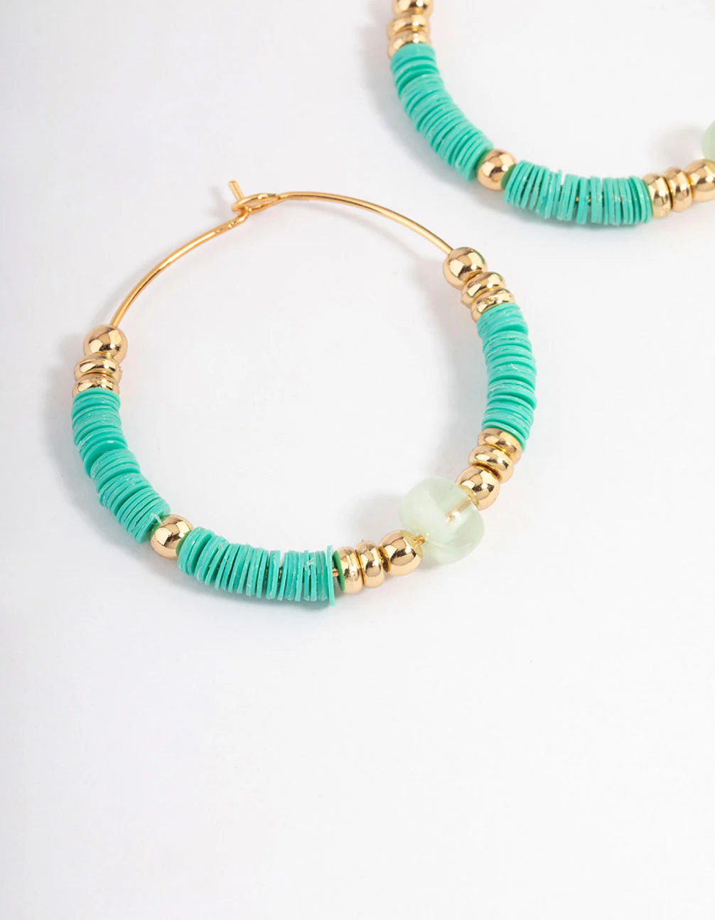 Gold Mixed Bead Statement Hoop Earrings - Image 2