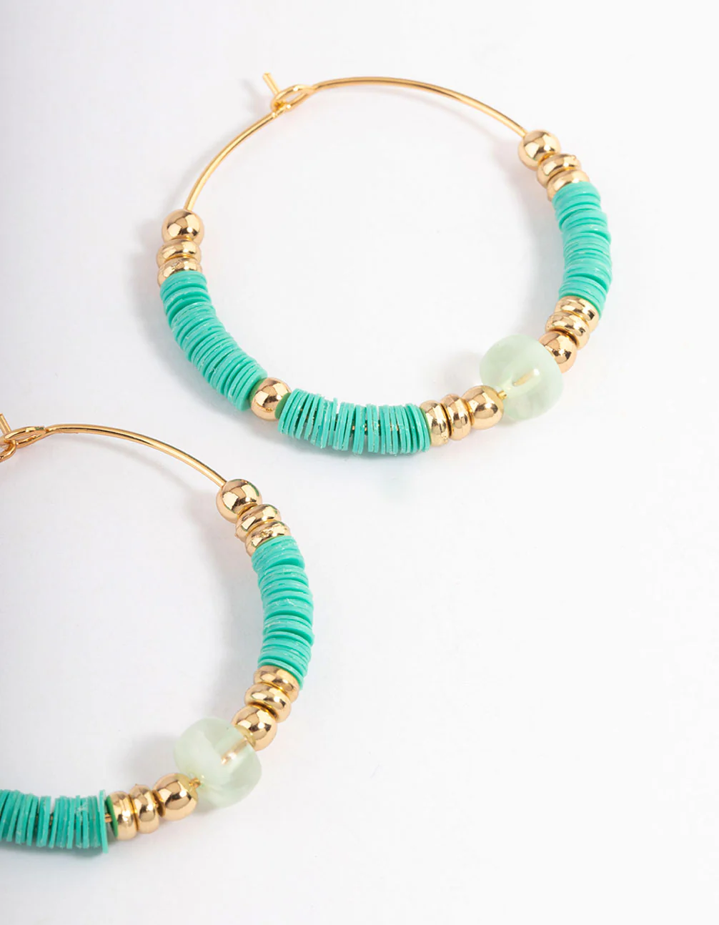 Gold Mixed Bead Statement Hoop Earrings - Image 3