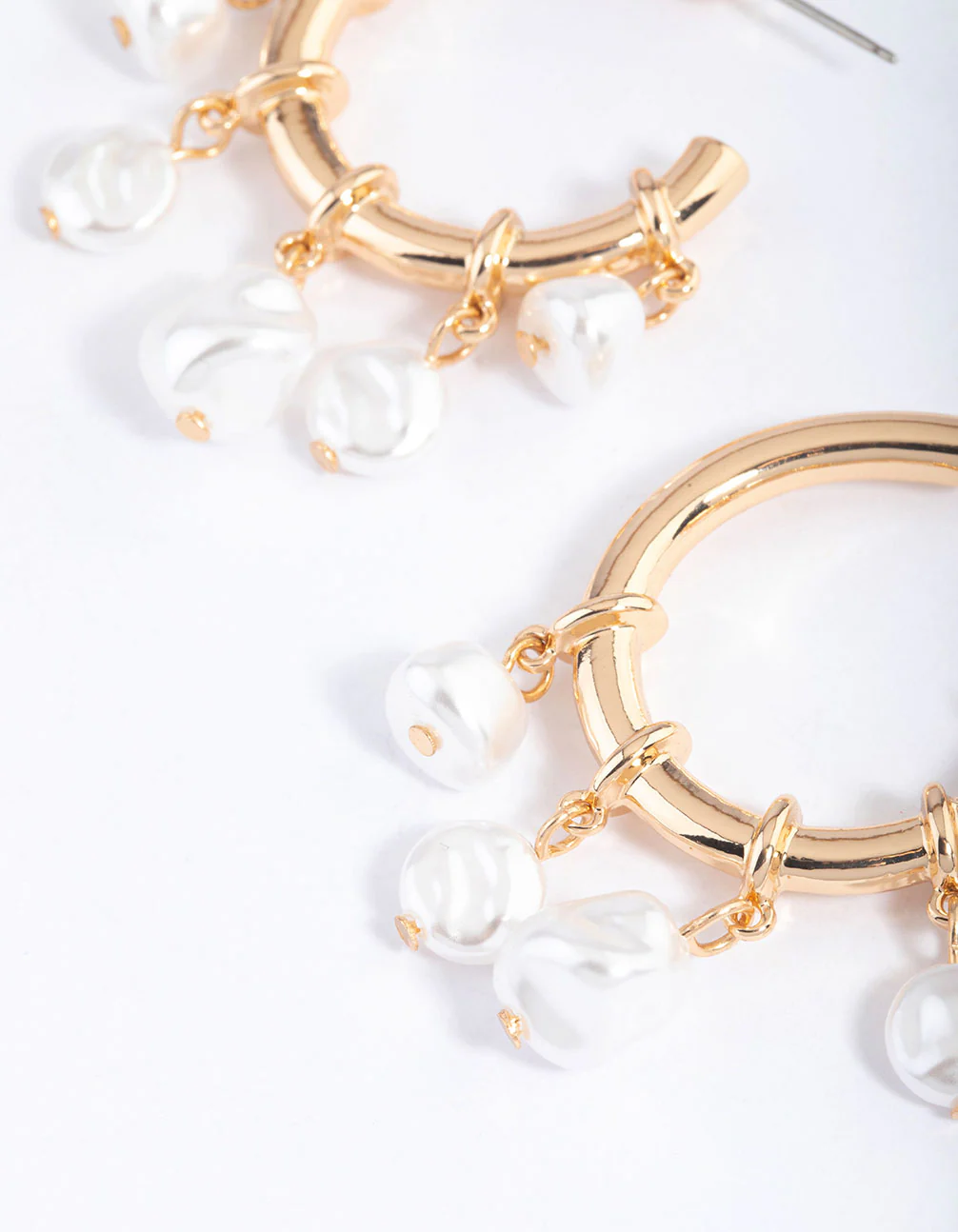 Gold Pearly Nautical Hoop Earrings - Image 2