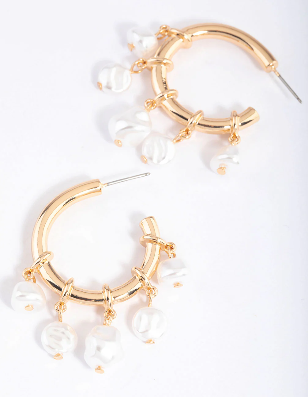 Gold Pearly Nautical Hoop Earrings - Image 3