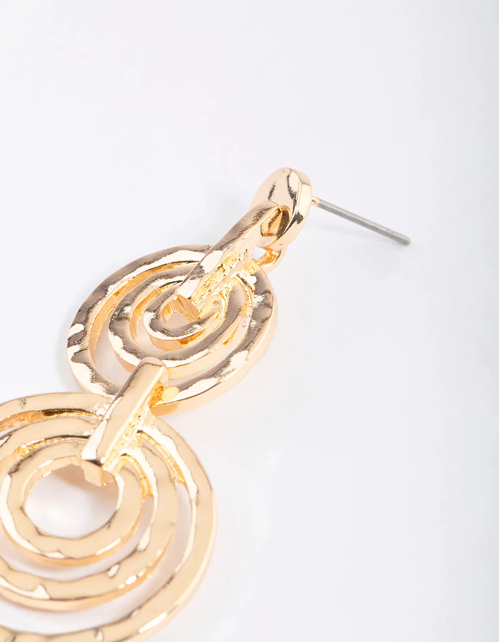 Gold Round Illusion Layer Drop Earrings - Image 2