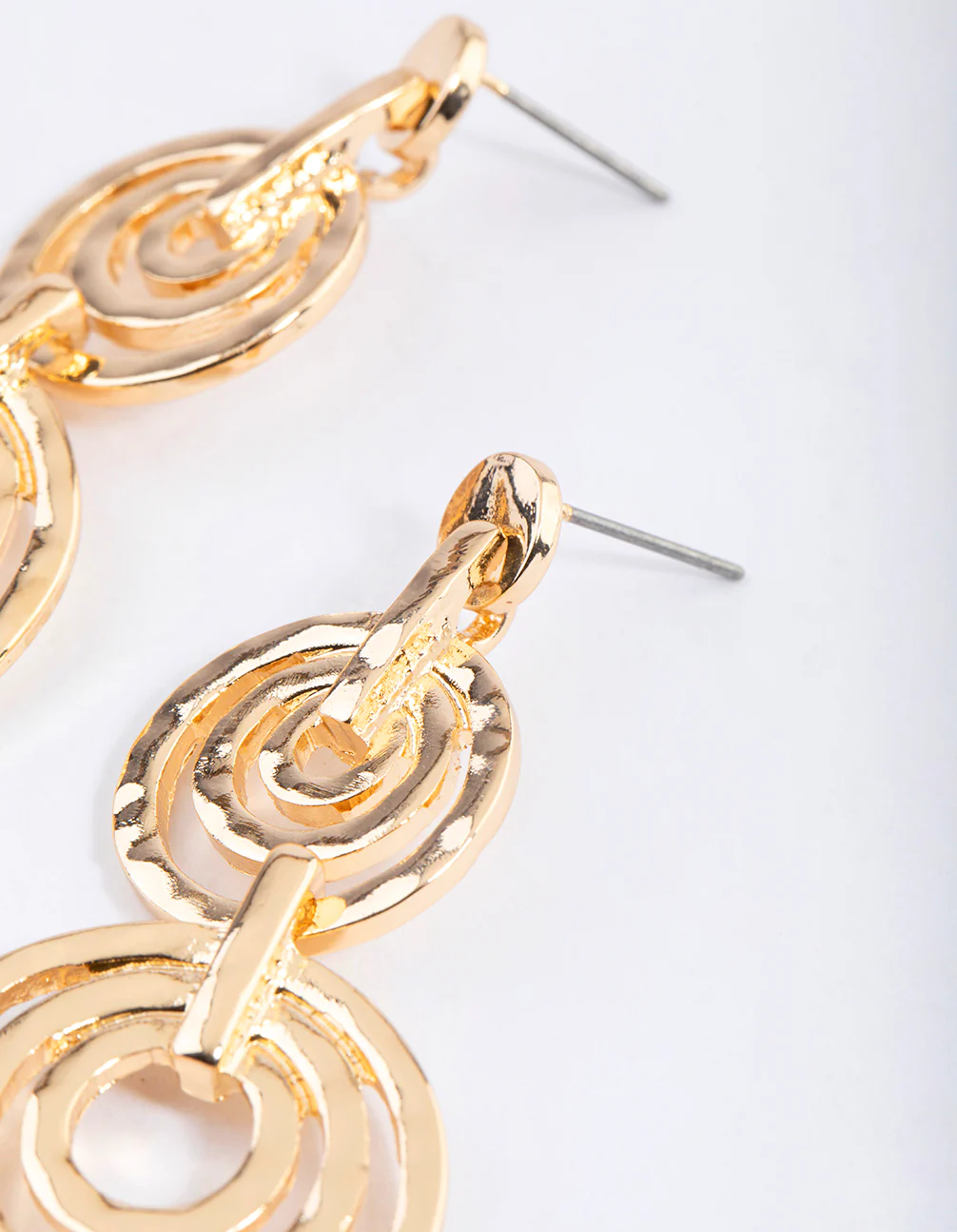 Gold Round Illusion Layer Drop Earrings - Image 3