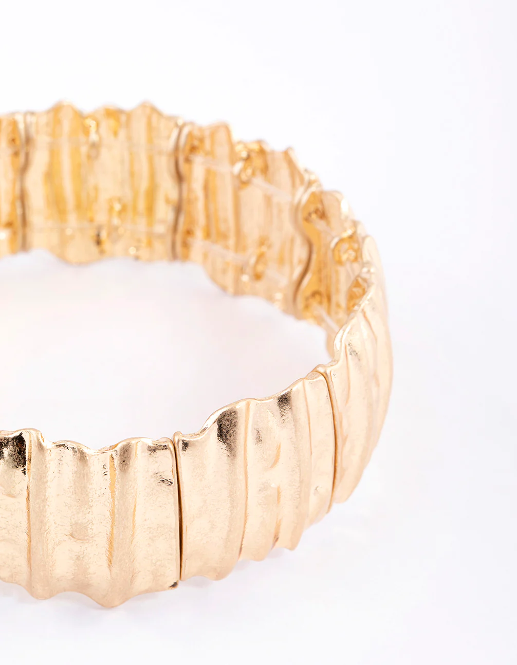 Gold Scrunch Texture Stretch Bracelet - Image 2