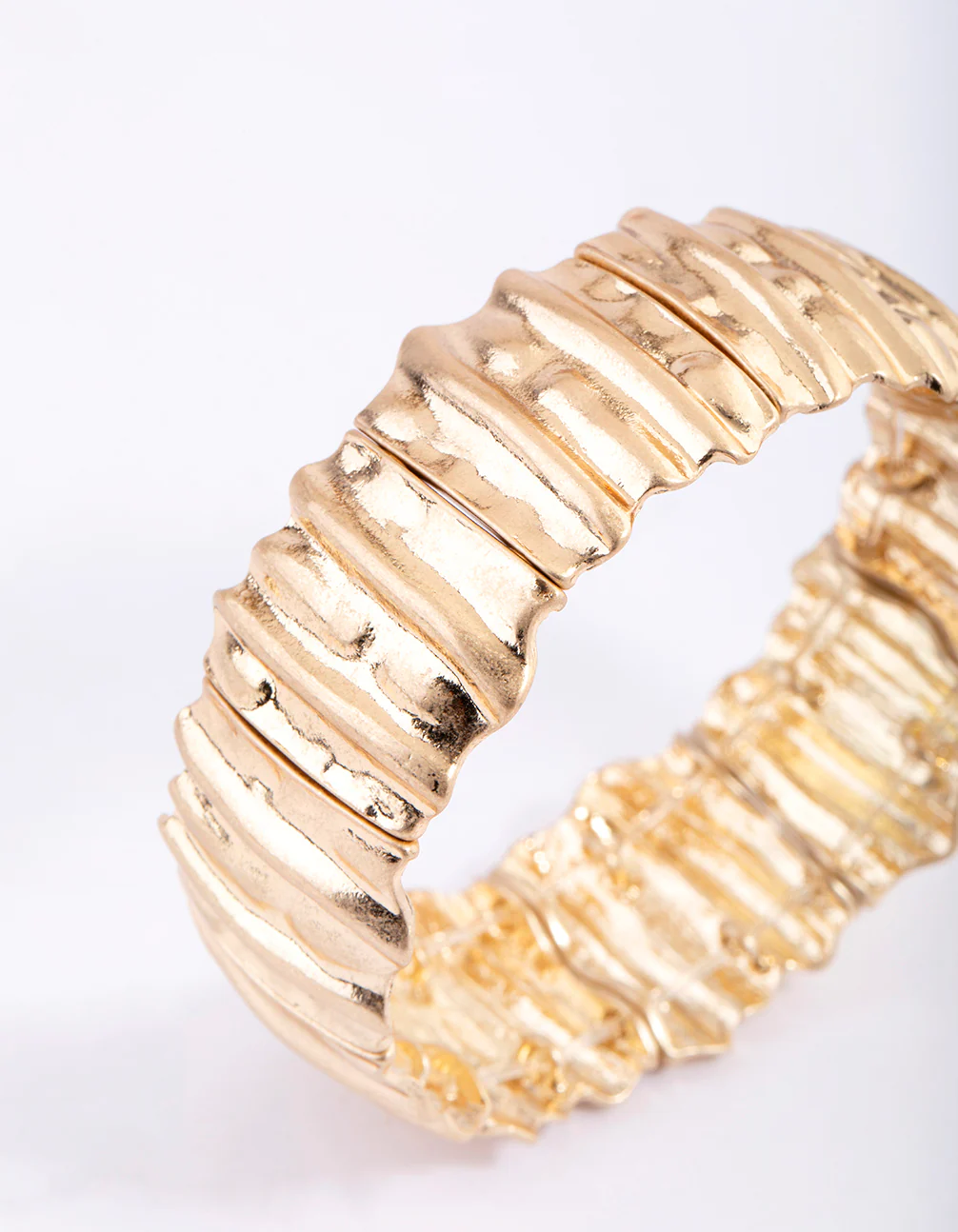 Gold Scrunch Texture Stretch Bracelet - Image 3