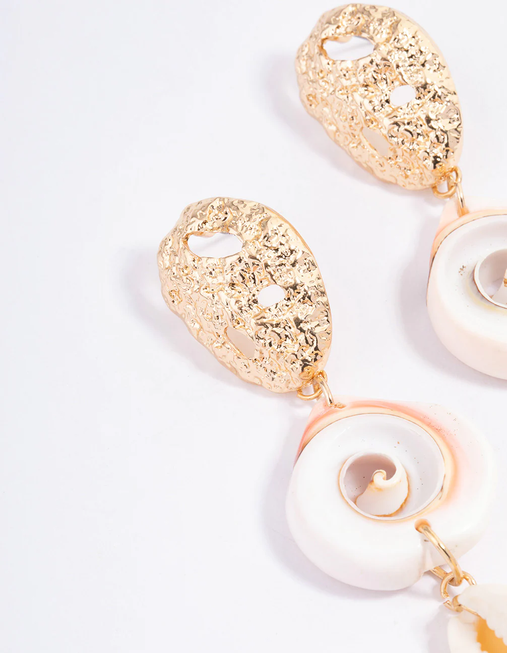 Gold Shell Drop Earrings - Image 2