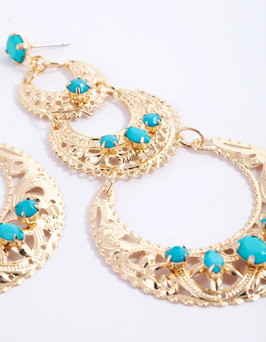 Gold Statement Boho Drop Earrings - Image 2