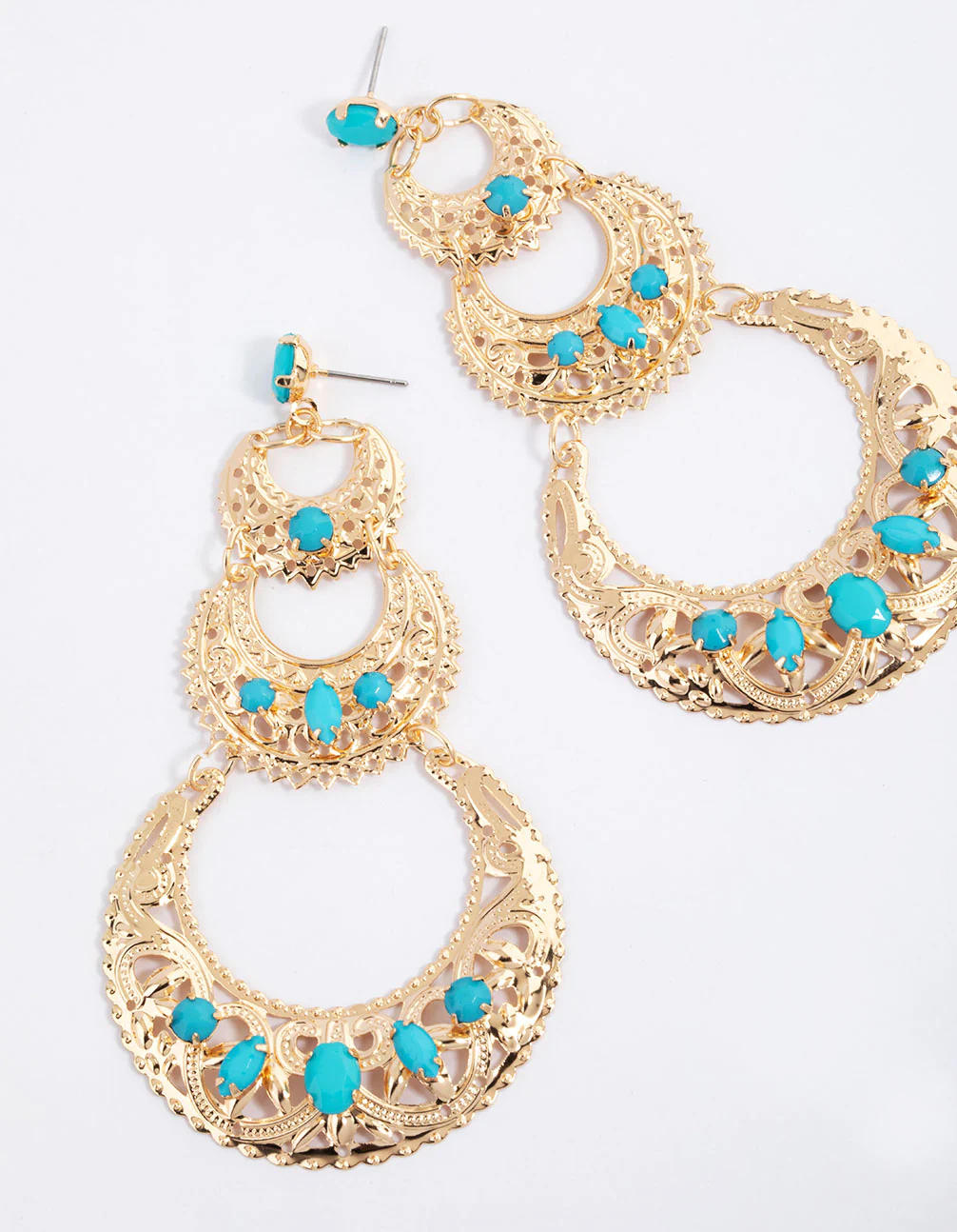Gold Statement Boho Drop Earrings - Image 3