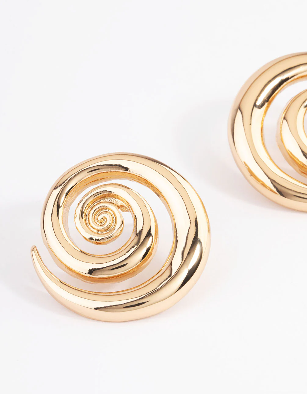 Gold Statement Swirl Stud Earrings - Image 2