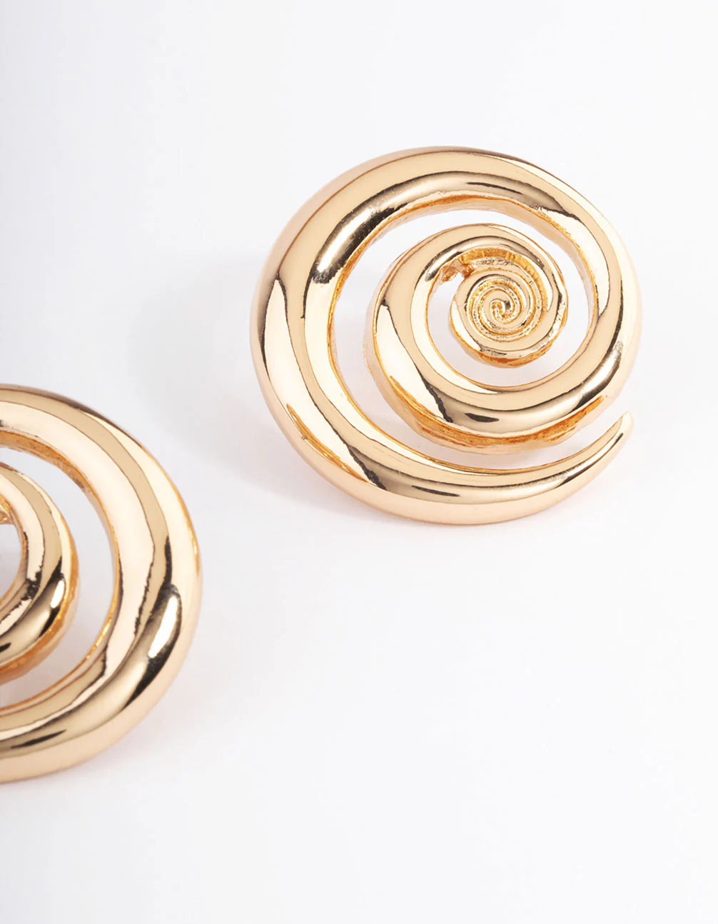 Gold Statement Swirl Stud Earrings - Image 3