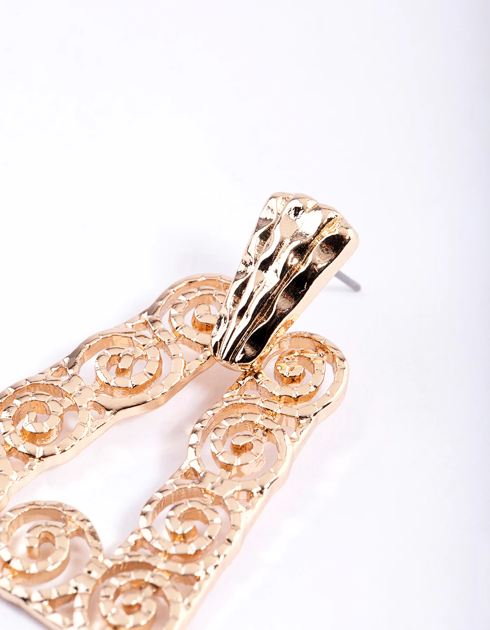 Gold Swirly Mini Door Knocker Earrings - Image 2