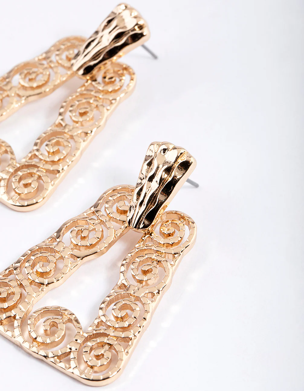 Gold Swirly Mini Door Knocker Earrings - Image 3