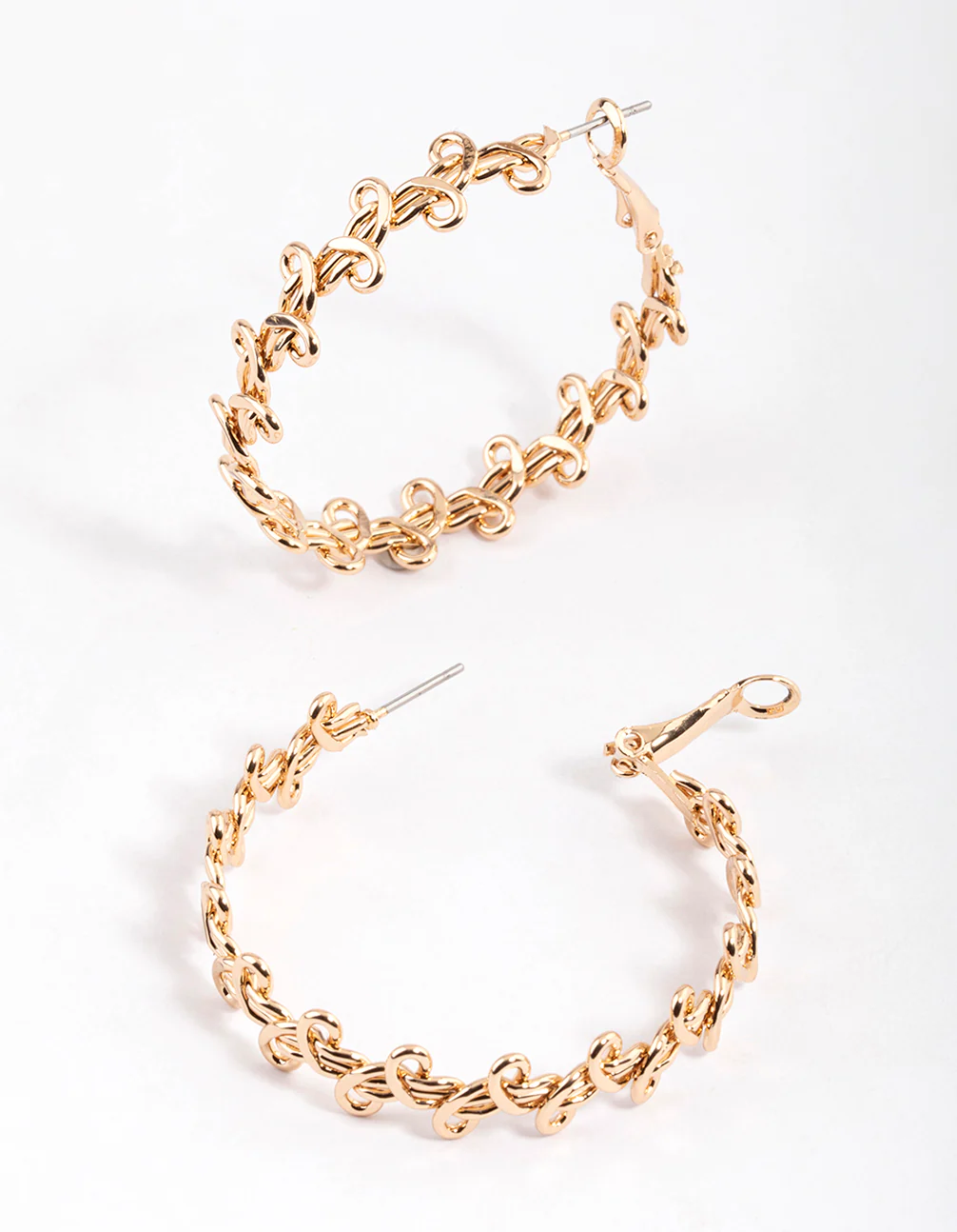 Gold Swirly Twisted Hoop Earrings 40mm - Image 2